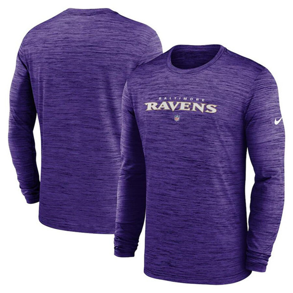 Men's Baltimore Ravens Purple Sideline Team Velocity Performance Long Sleeve T-Shirt